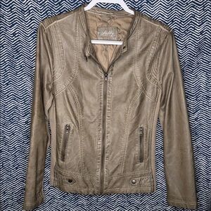 Vintage Faux Leather Racing Style Jacket Whiskey Color